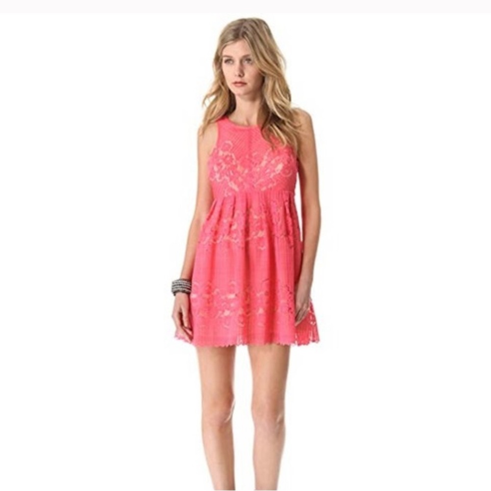 Free People Lace Mini Dress Pink Size 6